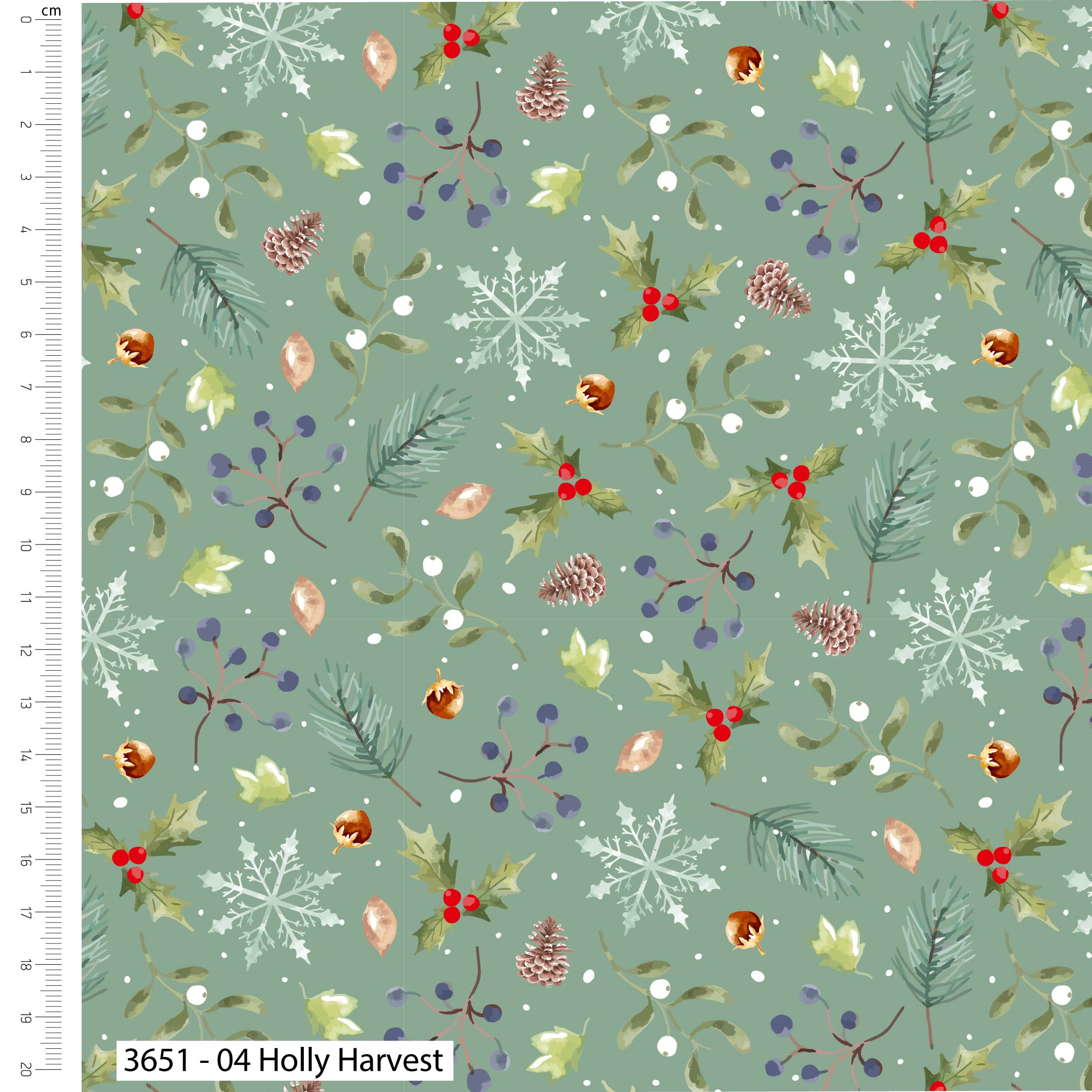 Feathered Foliage by Susan Wheeler 100% Cotton 112cm Wide Christmas Pr
