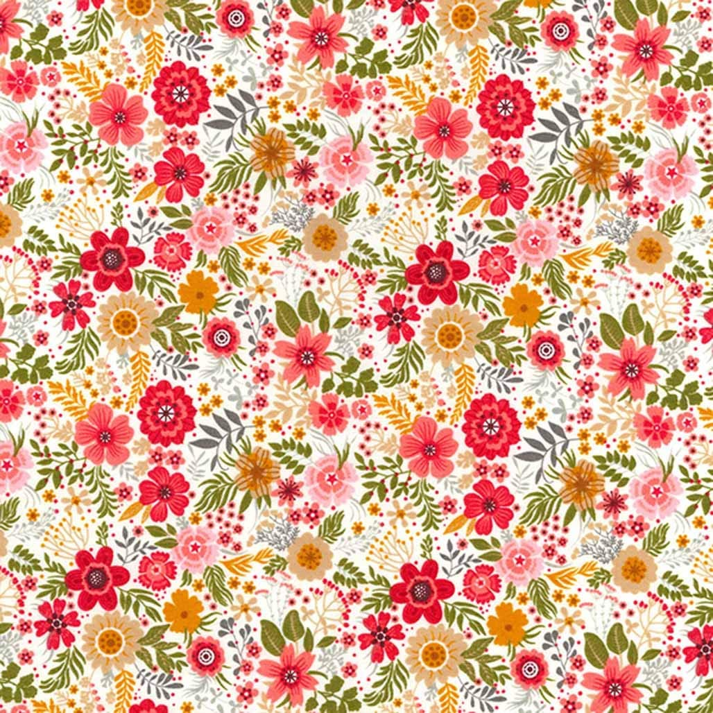 Rose & Hubble Small Floral Print 100% Cotton Poplin Fabric (CP0728Ivor