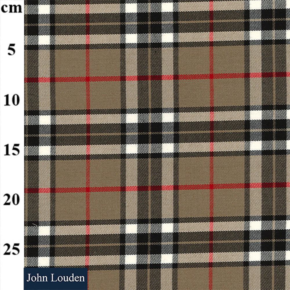 Tartan Check Fabric Beige Black & Red Plaid Fabric 65% Polyester 32% V –  CraftsFabrics