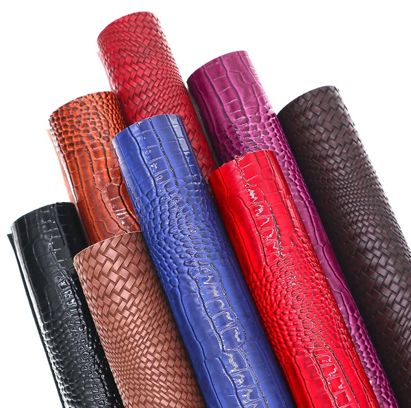 CraftsFabrics 8PCS/Set Glossy Embossed Soft Embossed Synthetic Leather Sheets