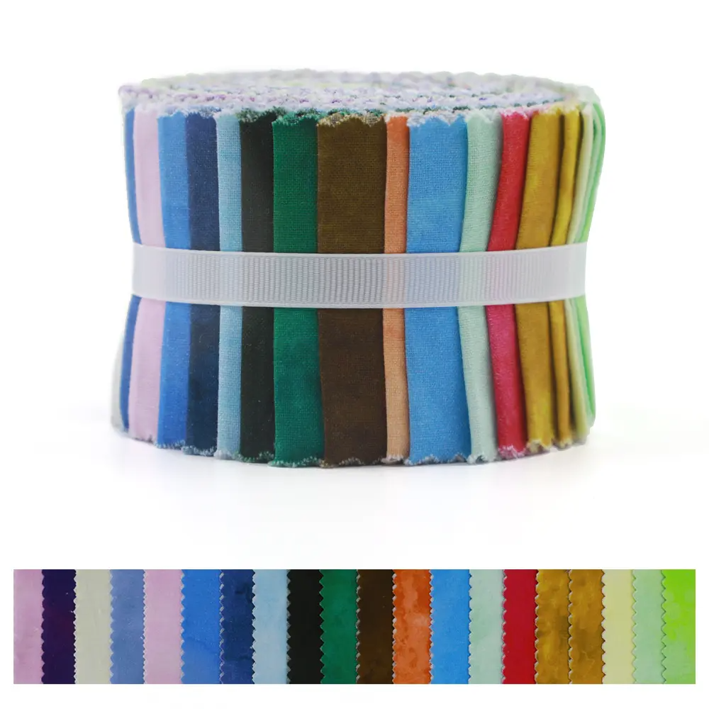 CraftsFabrics 2.5'' x 44'' 20pcs Pre-Cut Plain Solid Color Jelly Rolls Strips Fabric 100% Cotton Ideal for Quilting, Scrapbooking, Sewing, Crafts, Patchwork