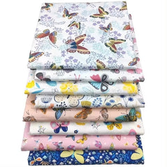 CraftsFabrics Butterfly Print 8Pcs Fat Quarter Bundle 100% Cotton 50x40cm Wide Ideal For Crafting, Sewing, Quilting, Patchwork, Kid's Craft