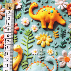 Tissu imprimé numériquement en 3D motif dinosaure Little Johnny, 100 % coton, 142 cm de large, idéal pour les loisirs créatifs, le matelassage, la décoration intérieure et les loisirs créatifs pour enfants.