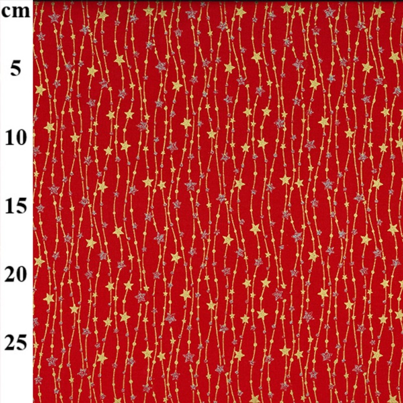 John Louden Metallic Star Strings 100% Cotton 110cm Wide Printed Fabric for Quilting, Sewing, Crafts, Dressmaking