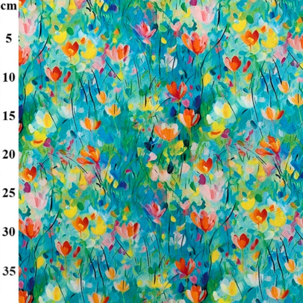 Tissu à petites fleurs bleu ciel Rose &amp; Hubble, popeline 100 % coton, au mètre/demi-mètre, pour le matelassage et la confection de vêtements (CP0938 SKY) 