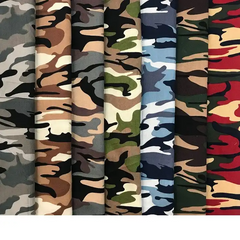 CraftsFabrics 7pcs 48cm x 48cm Camouflage Print Fabric Cotton Fat Quarter Camo Fabric Squares Quilting Patchwork for DIY Sewing