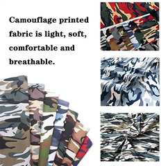 CraftsFabrics 7pcs 48cm x 48cm Camouflage Print Fabric Cotton Fat Quarter Camo Fabric Squares Quilting Patchwork for DIY Sewing