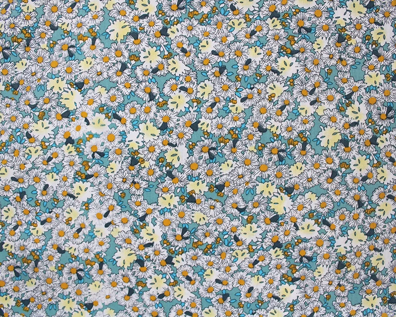 Little Johnny Green Floral 100% Cotton Poplin 147cm Wide Digitally Printed Fabric for Crafting, Sewing, Patchwork, Dressmaking