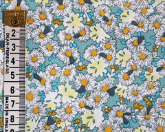 Little Johnny Green Floral 100% Cotton Poplin 147cm Wide Digitally Printed Fabric for Crafting, Sewing, Patchwork, Dressmaking