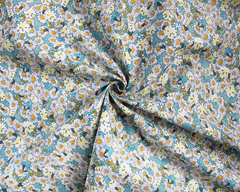 Little Johnny Green Floral 100% Cotton Poplin 147cm Wide Digitally Printed Fabric for Crafting, Sewing, Patchwork, Dressmaking