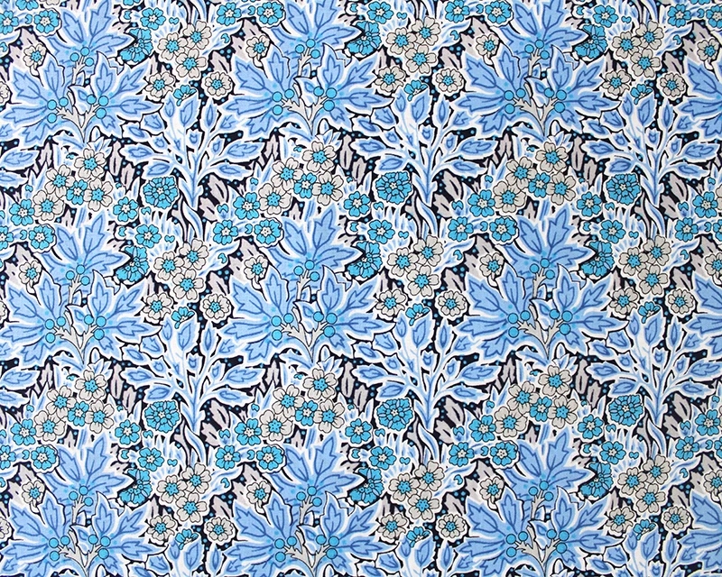 Little Johnny Floral Cotton Poplin Blue 100% Cotton 147cm Wide Digitally Printed Fabric for Crafting, Sewing, Patchwork, Dressmaking
