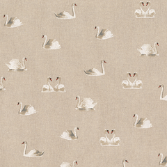 Crafty By Chatham Glyn Swans Cotton-Rich Linen-Look Fabric 80% Cotton 20% Polyester 140cm Wide Crafty Cottons For Crafting, Dressmaking, Home Décor