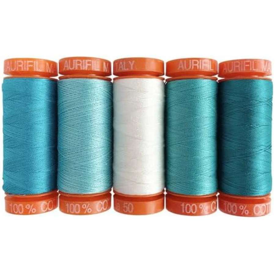 Seaglass by Allie McCathren 5 Small Spools Cotton 50WT Ideal for Quilting, Crafting, Sewing and Embroidery