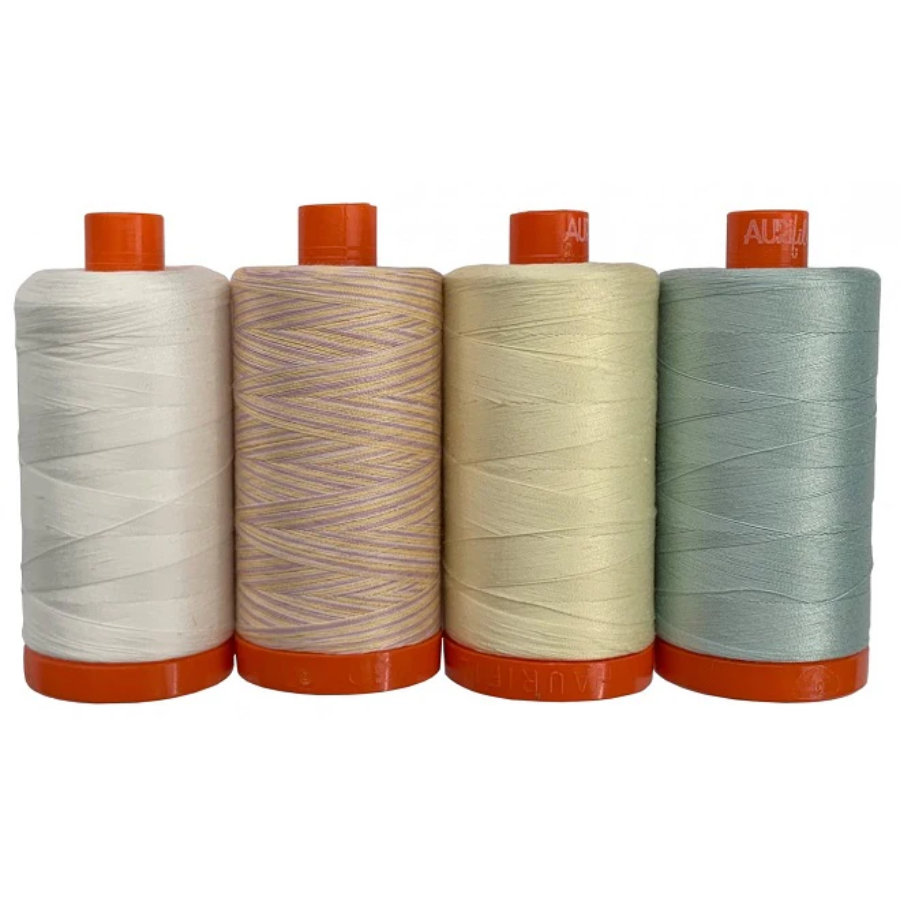 Victoria Findlay Wolfe Astrid-Aurifil-Garnset zum Nähen und Quilten, 50 W, 4 Spulen, Mehrzweck-Baumwollgarn, jede Spule zum Quilten, Overlocknähten, Nähen und Sticken