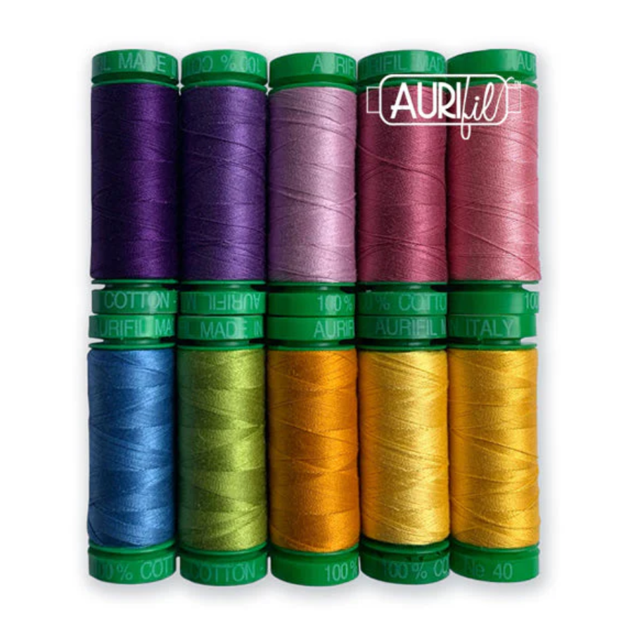 Collection de fils Aurifil Designer - Bliss par Barbara Persing 100 % coton 10 petites bobines 40 wt (192 yds/bobine) pour travaux manuels et couture
