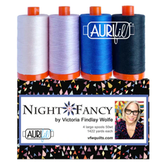 Night Fancy Thread Set By Aurifil 50wt 4 Large Spools (1422yds) 100% Egyptian Cotton for Hand Embroidery, Quilting, Decorative Sewing