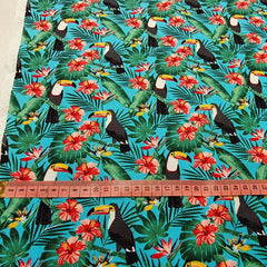 Tissu 100 % coton imprimé palmier tropical Rose &amp; Hubble, largeur 150 cm, pour loisirs créatifs, matelassage, décoration d'intérieur et couture.