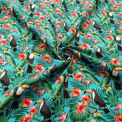 Tissu 100 % coton imprimé palmier tropical Rose &amp; Hubble, largeur 150 cm, pour loisirs créatifs, matelassage, décoration d'intérieur et couture.