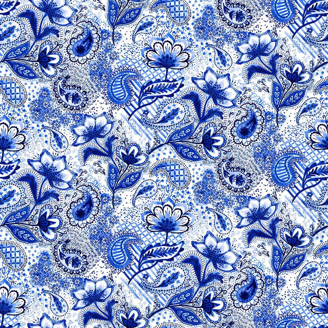 All About Blues Cotton Collection Prints Fabric