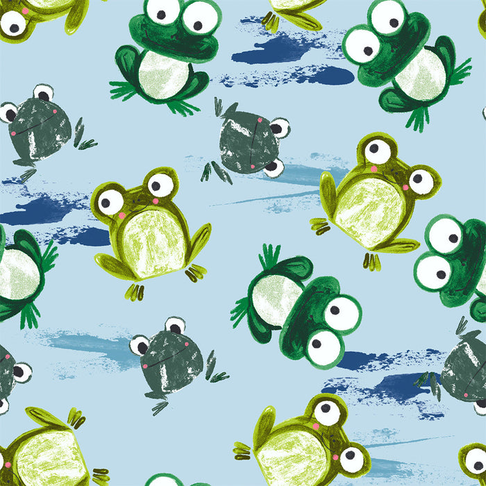 The Craft Cotton Co. Loose Fabric My Froggie Place Tossed Frogs-Premium Cotton Christmas Printed Fabric-100% Cotton - By Meter, Half Meter, Long Quarter or Fat Quarters