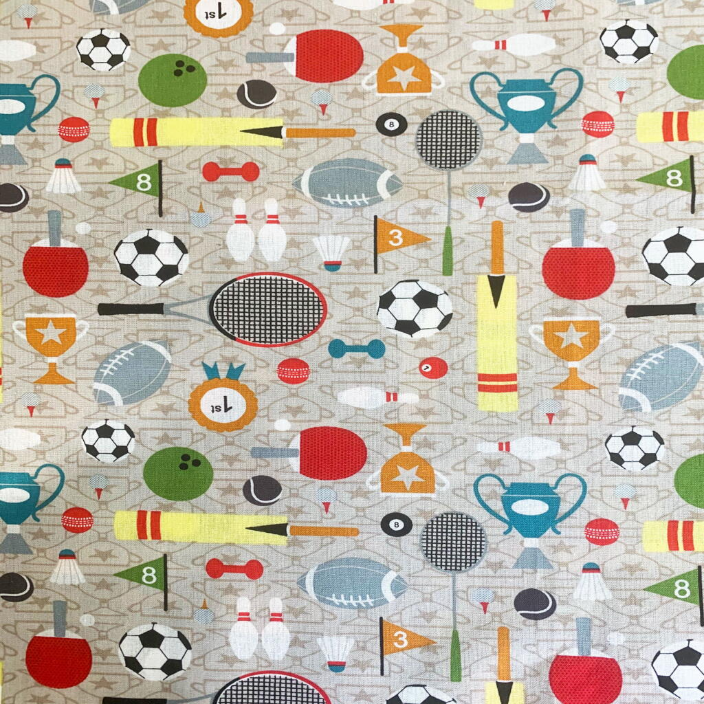 Craft Cotton Co. 100% Cotton Sports Day Printed Fabric 110cm Wide Ideal for Crafts, displays, Table Decoration and as a Dress Fabric