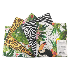 The Craft Cotton Company 100% Premium Cotton 45cm x 55cm "in The Jungle" Fat Quarter Bundle Pack of 5 Ideal for Crafts and Patchwork