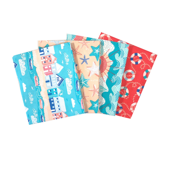 The Craft Cotton Co. Fat Quarter Bundle The Craft Cotton Company 4pcs Fat Quarter Bundle by The Coast by Victoria Louise 100% Premium Cotton Fabric Ideal for Crafts and Patchwork