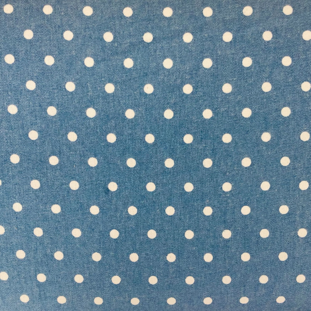 The Craft Cotton Co. 100% Printed Cotton Chambray Spot 150cm Wide Chambray & Denim Craft Fabric for Quilting, Patchwork, Sewing