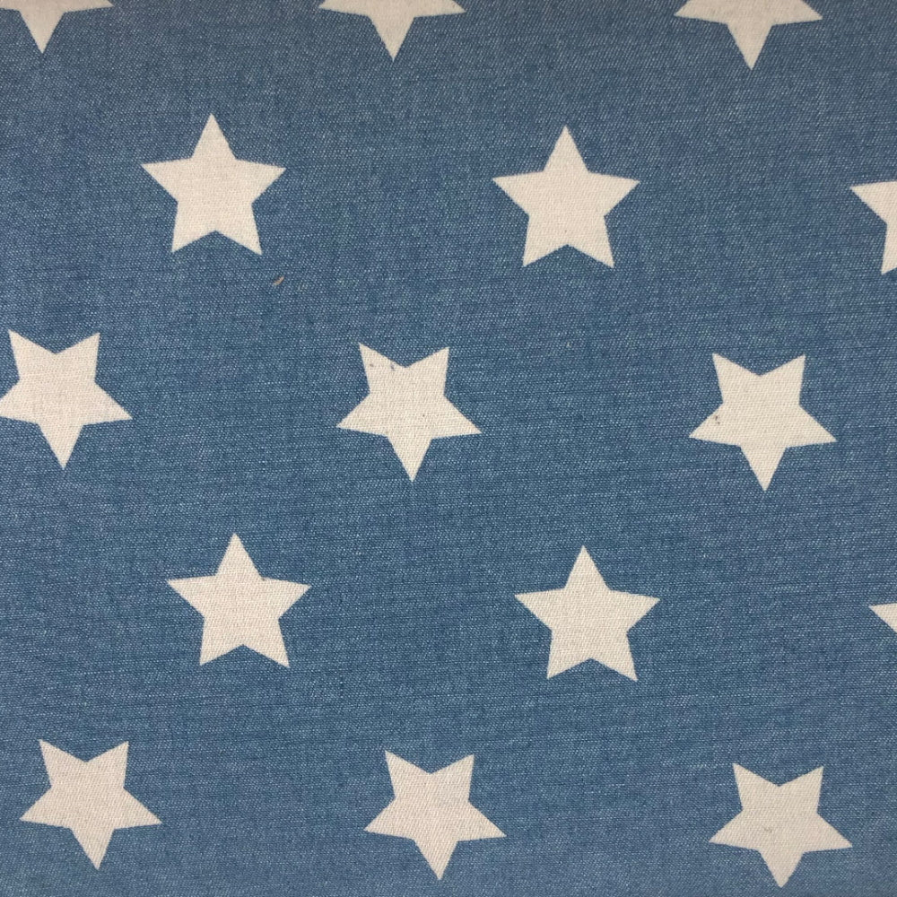 The Craft Cotton Co. Chambray Stars 100% Cotton Fabric