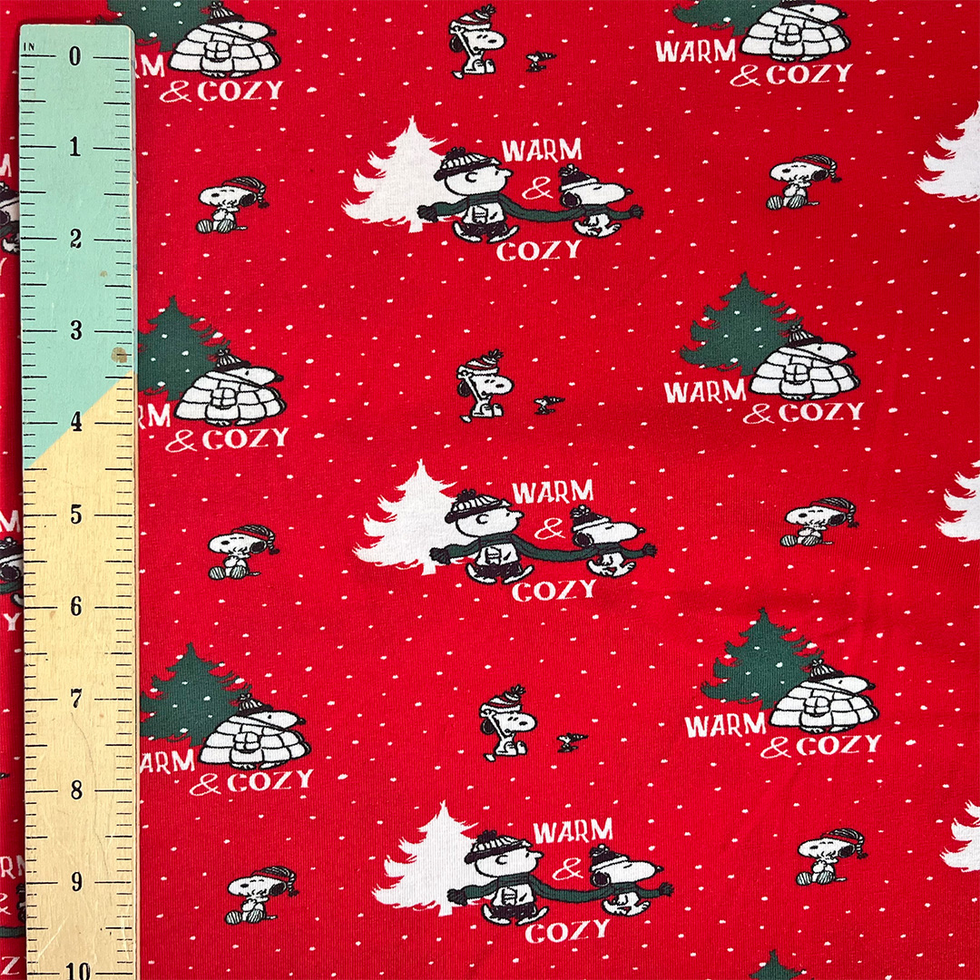 The Craft Cotton Co. Peanuts Warm & Cosy Cotton Spandex Jersey Digitally Printed Fabric for Quilting, Crafts, DIY Projects