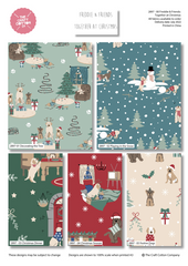 Craft Cotton Co. Freddie & Friends Together at Christmas 5pcs Fat Quarters 45x55cm Wide 100% Cotton Ideal for Crafts, Patchwork