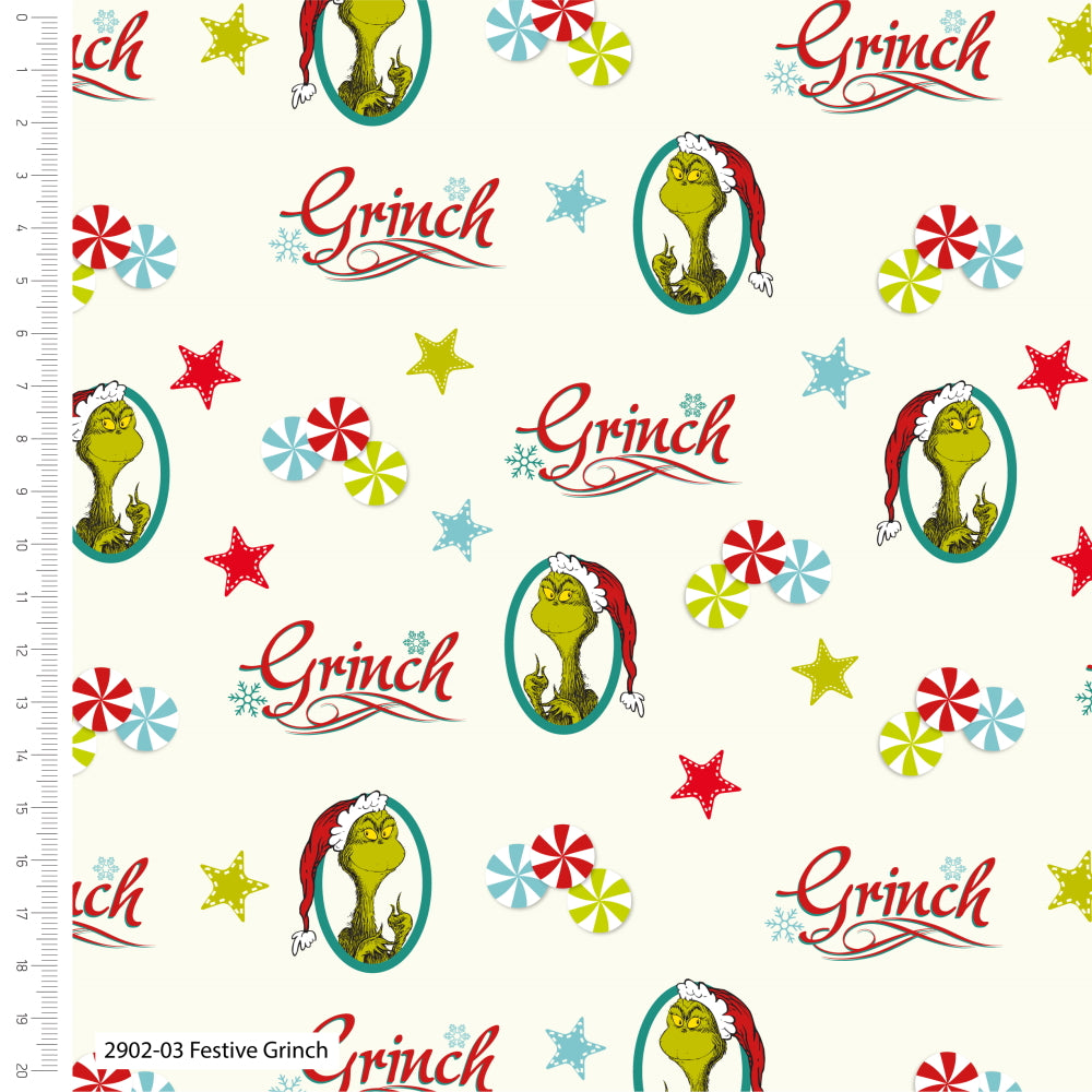 The Grinch Dr Seuss Christmas Cotton Fabric (2902)