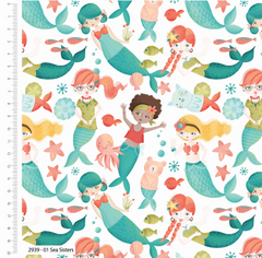 The Craft Cotton Co. Mermaid Friends 100% Cotton Prints 110cm Wide Craft Fabric Material for Quilting, Patchwork, Sewing, Home Decor