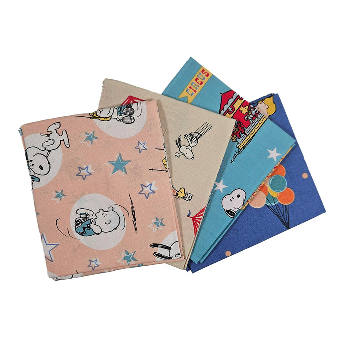 The Craft Cotton Co. Fat Quarter Bundle Peanuts Snoopy Circus - Cotton Fabric - Pack of 4 Bundle