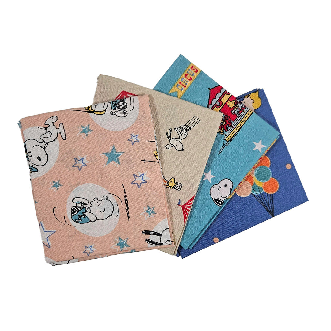 Peanuts Snoopy Circus - Cotton Fabric - Pack of 4 Bundle