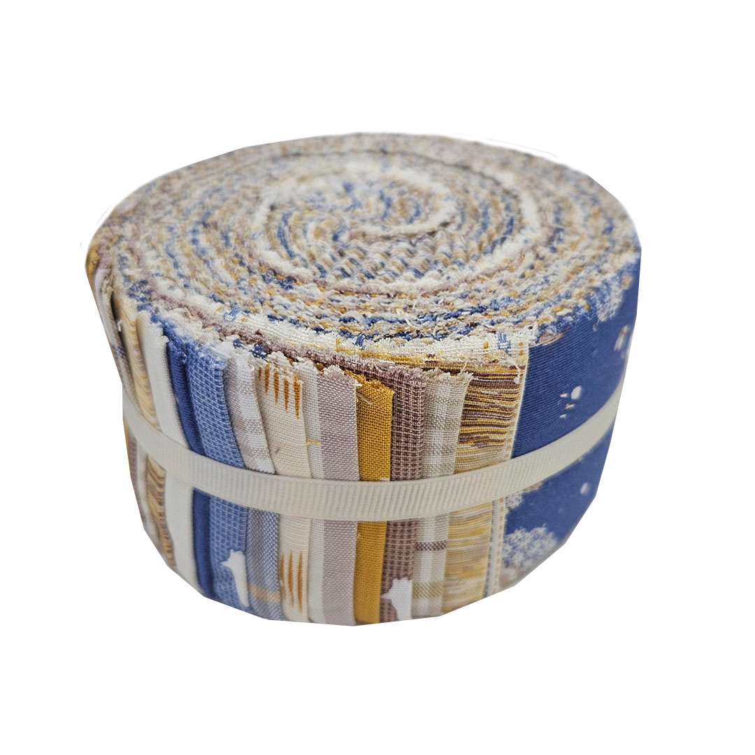 Blue Skies and Nutmeg 40Pcs Fabric Roll 100% Cotton 6.35cmx112cm (2.5″x 44″) Wide Material for Crafting, Patchwork, Quilting