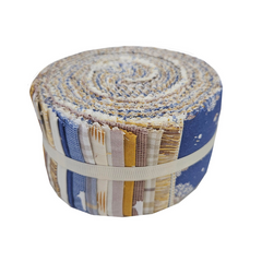 Blue Skies and Nutmeg 40Pcs Fabric Roll 100% Cotton 6.35cmx112cm (2.5″x 44″) Wide Material for Crafting, Patchwork, Quilting