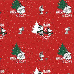 Peanuts Snoopy's Christmas Fun Fat Quarters 4 Pack (45cm x 55cm) 100% Cotton Craft Fabric Bundle for Children's Christmas Fabric