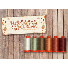Hello Autumn by Monique Jacobs 50wt 6 Large Spools  100% Egyptian Cotton for Hand Embroidery, Quilting, Topstitching, Decorative Sewing
