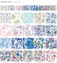 CraftsFabrics 42pcs Floral Prints Porcelain Prints 5" X 5" Charm Packs DIY Cotton Fabric For Sewing Crafting Patchwork