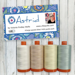 Victoria Findlay Wolfe Astrid-Aurifil-Garnset zum Nähen und Quilten, 50 W, 4 Spulen, Mehrzweck-Baumwollgarn, jede Spule zum Quilten, Overlocknähten, Nähen und Sticken