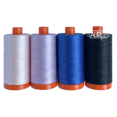 Night Fancy Thread Set By Aurifil 50wt 4 Large Spools (1422yds) 100% Egyptian Cotton for Hand Embroidery, Quilting, Decorative Sewing
