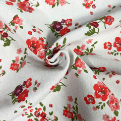 Red Roses Small Ditsy Floral 35% Cotton 65% Polyester 145cm Wide Digitally Printed Fabric for Crafting, Sewing, Patchwork, Dressmaking