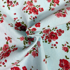Red Roses Small Ditsy Floral 35% Cotton 65% Polyester 145cm Wide Digitally Printed Fabric for Crafting, Sewing, Patchwork, Dressmaking