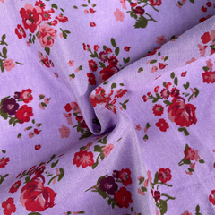 Red Roses Small Ditsy Floral 35% Cotton 65% Polyester 145cm Wide Digitally Printed Fabric for Crafting, Sewing, Patchwork, Dressmaking