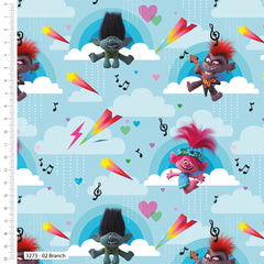 Trolls- Cartoon Cotton Printed Fabric 110cm Wide Approx. Premium Cotton Printed Fabric For Kid's Crafts And Patchwork.