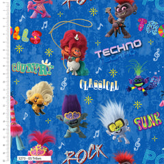 Trolls- Cartoon Cotton Printed Fabric 110cm Wide Approx. Premium Cotton Printed Fabric For Kid's Crafts And Patchwork.