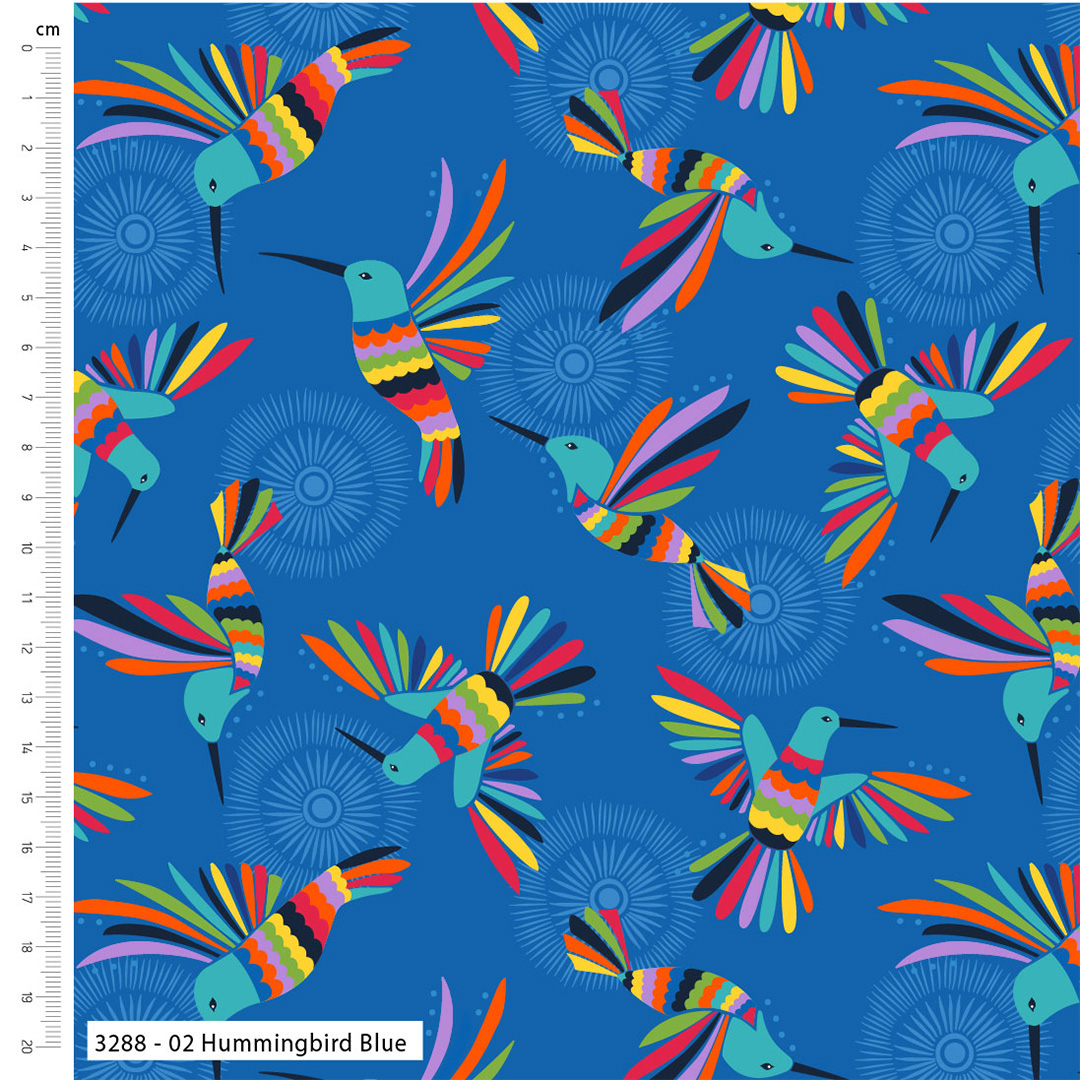 Craft Cotton Company 100 % coton Victoria Louise Mexicana Oiseaux colorés 110 cm de large Imprimés en coton pour l'artisanat, les présentoirs et la couture