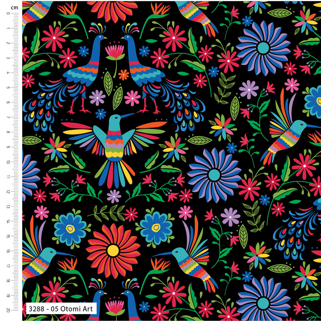 Craft Cotton Company 100 % coton Victoria Louise Mexicana Oiseaux colorés 110 cm de large Imprimés en coton pour l'artisanat, les présentoirs et la couture