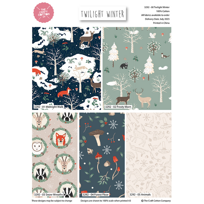 The Craft Cotton Co. Fat Quarter Bundle Craft Cotton Co. 100% Cotton 5Pcs Twilight Winter Fabric 45x55cm Wide Fat Quarter Bundle For Crafting, Patchwork, Sewing, Home Décor, Kid's Craft